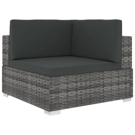 Sectional Corner Chair with Cushions Poly Rattan Grey