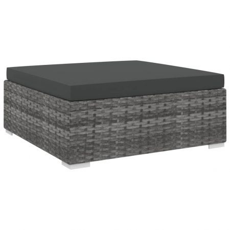Sectional Footrest with Cushion Poly Rattan Grey