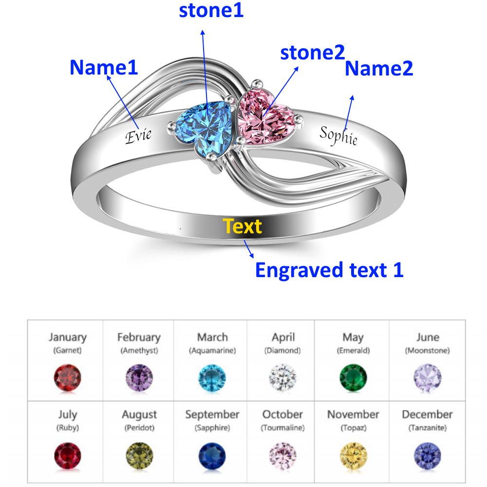 Poly Design Your Own 3 Birthstones Gem S925 Silver Customized Personalized Engraved Statement 