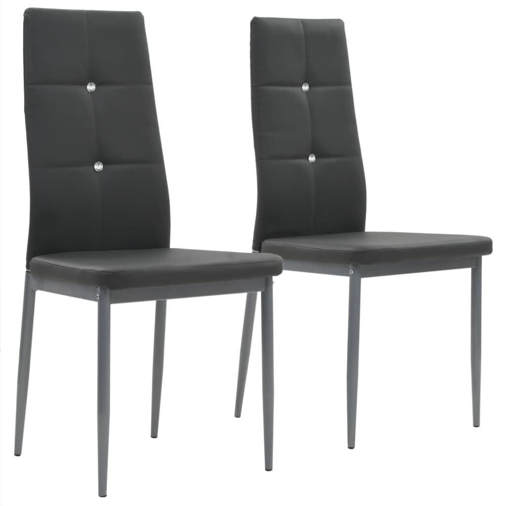 vidaXL Dining Chairs 2 pcs Grey Faux Leather