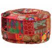 vidaXL Patchwork Pouffe Round Cotton Handmade 40x20 cm Red