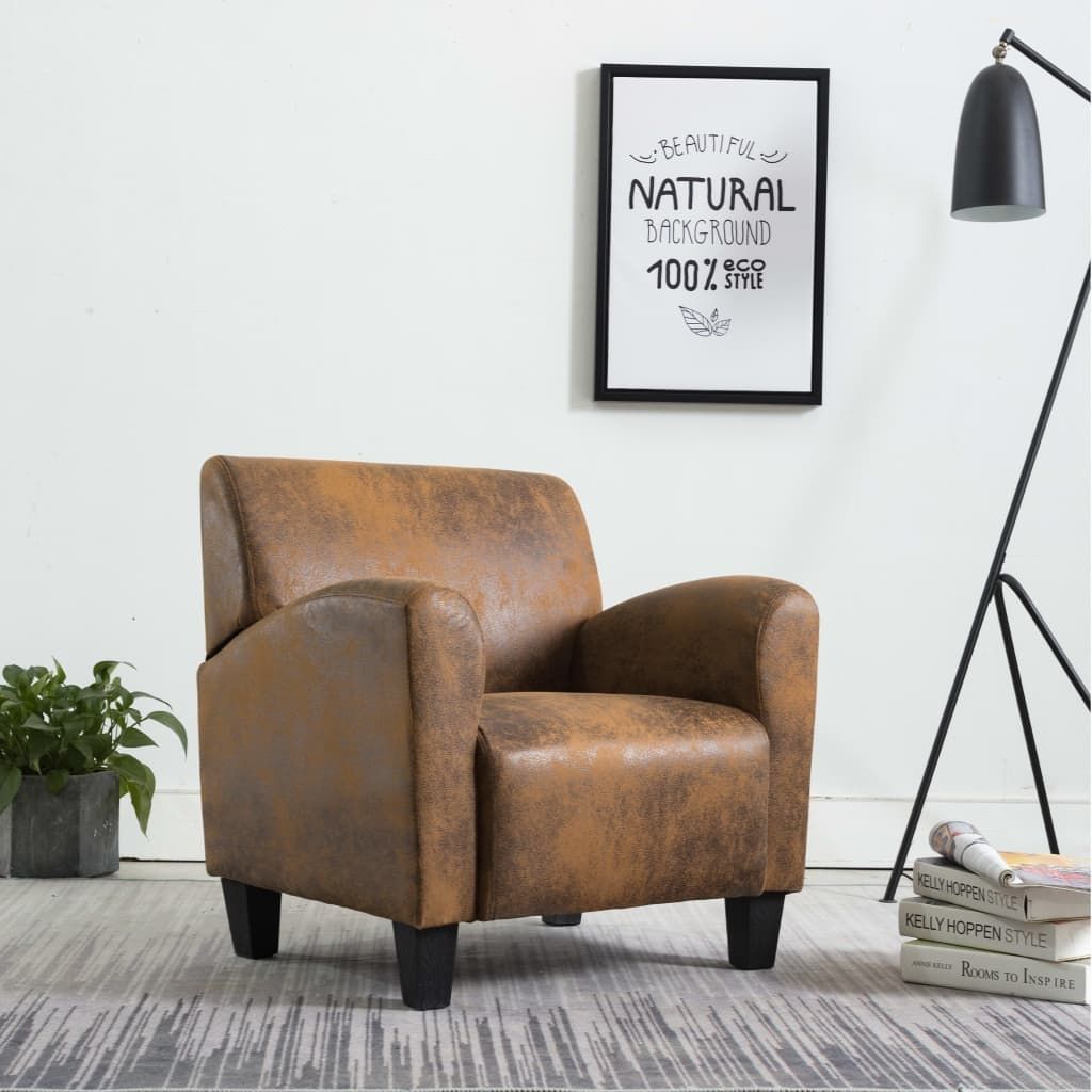 vidaXL Sofa Chair Brown Faux Suede Leather