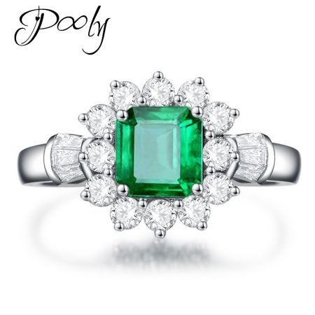 Poly S925 3A Zircon Emerald Statement Ring