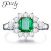 Poly S925 3A Zircon Emerald Statement Ring