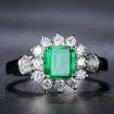 Poly S925 3A Zircon Emerald Statement Ring