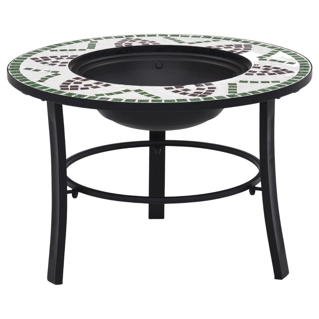 vidaXl Mosaic Fire Pit Green 68cm Ceramic