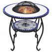 vidaXL Mosaic Fire Pit Table Blue and White 68 cm Ceramic