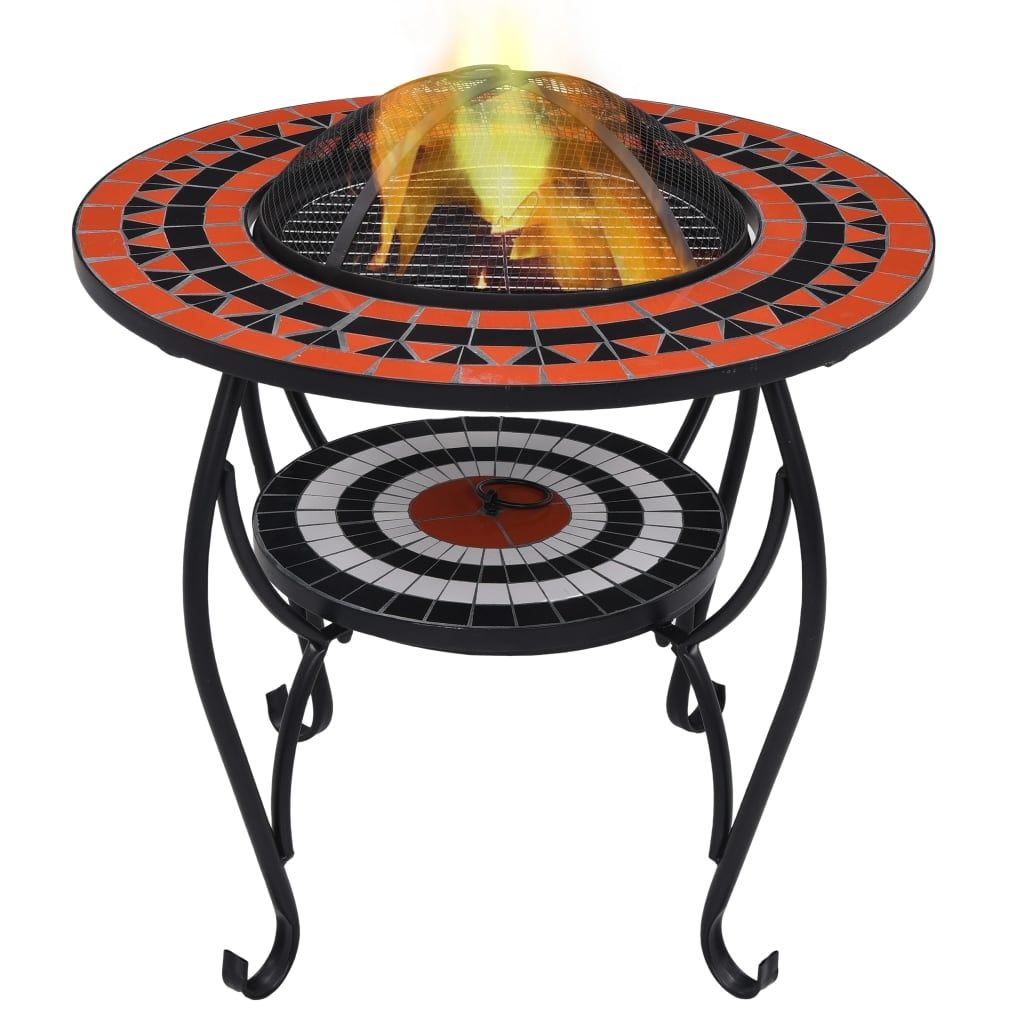 vidaXL Mosaic Fire Pit Table Terracotta and White 68 cm Ceramic