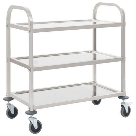 vidaXL 3-Tier Kitchen Trolley 107x55x90 cm Stainless Steel