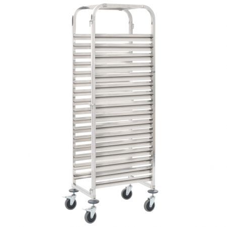 vidaXL Kitchen Trolley for 16 Trays  Stainless Steel