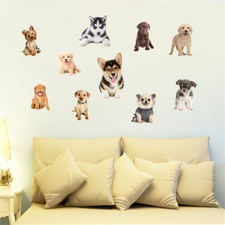 3D Wall Stickers Dogs PVC Self Adhesive Removable DIY Decoration mixed collections