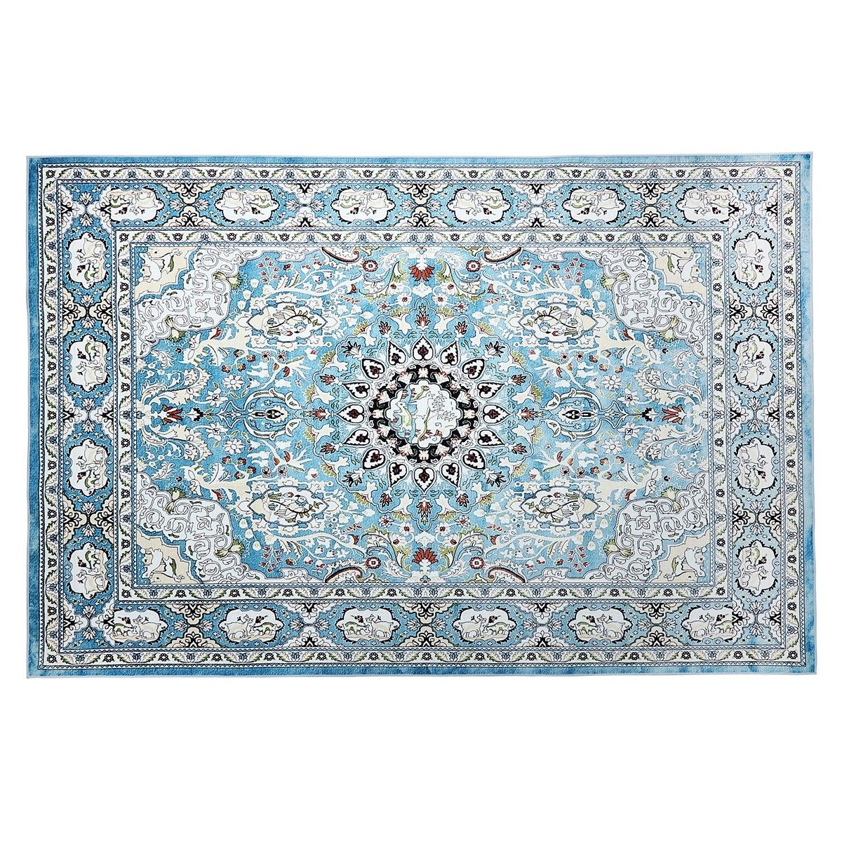2x3m Soft Floor Area Rug Navy Blue Traditional Carpet Anti-slip Mat ...