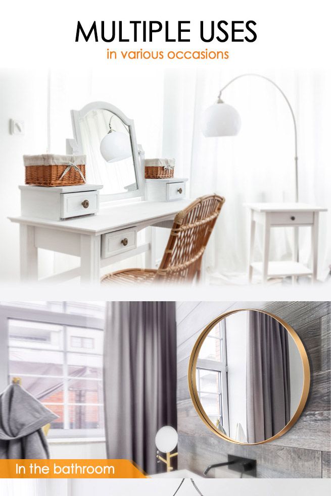 Gold Large Round Mirror Decorative Wall Mirror 80cm | Crazy Sales