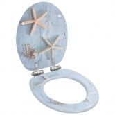 WC Toilet Seat with Soft Close Lid MDF Starfish Design