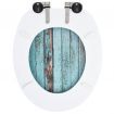 WC Toilet Seat with Soft Close Lid MDF Old Wood Design