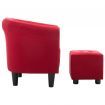2 Piece Armchair and Stool Set Wine Red Fabric