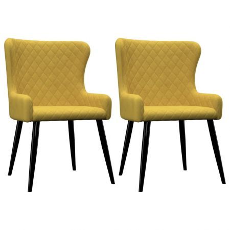 Dining Chairs 2 Pcs Yellow Velvet