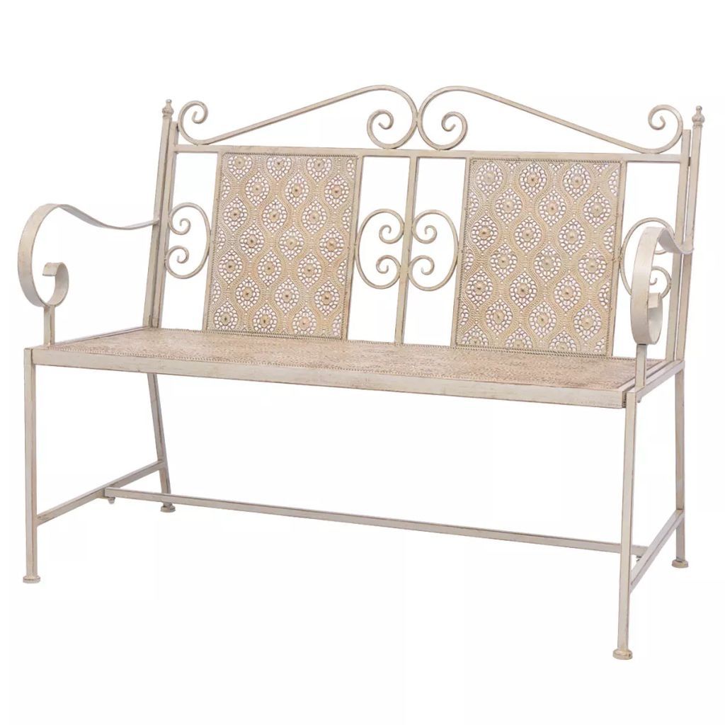 Garden Bench 115 cm Steel White