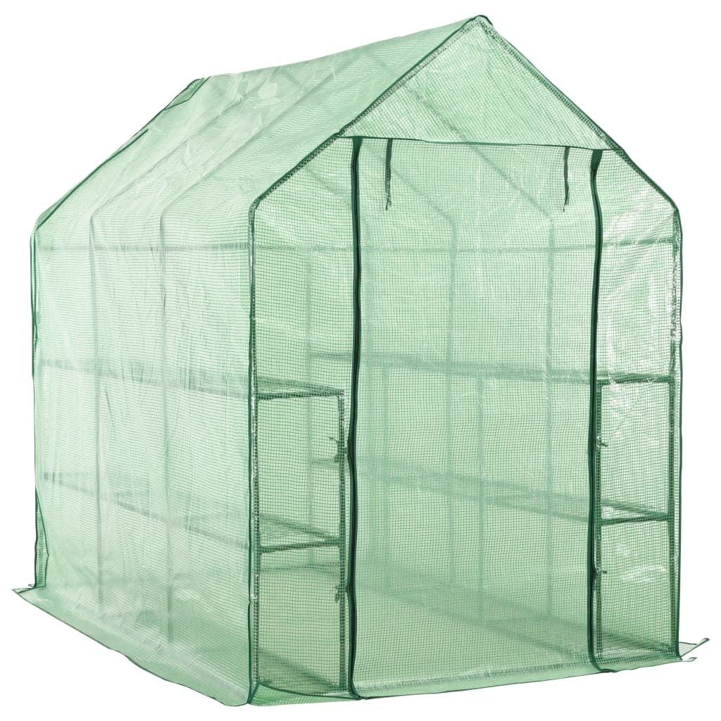 Walk-in Greenhouse with 12 Shelves Steel 143x214x196 cm