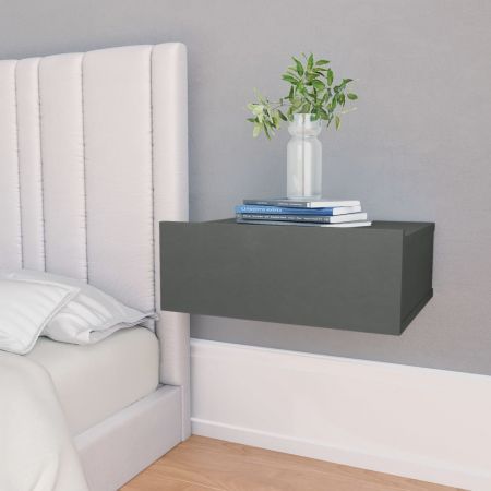 Floating Nightstand Grey 40x30x15 cm Chipboard