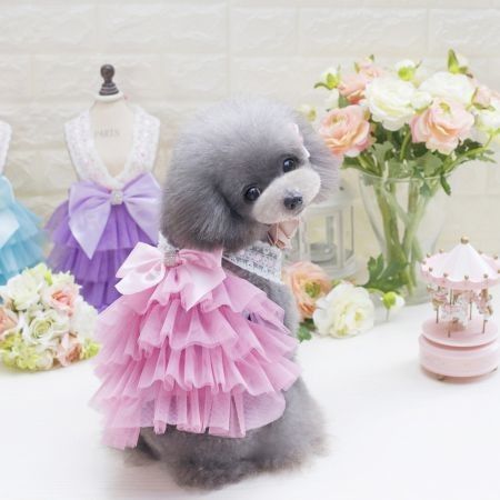 Pet Dress Dog Lace Skirt Lace  Wedding Party Col. Pink size M