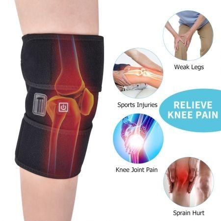 Heating Knee Pads Knee Brace Support Pads Thermal Heat Therapy Wrap Hot Compress Knee Massager for Cramps Arthritis Pain Relief(Black)