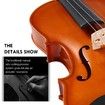 3/4 Acoustic Violin Kit 4 Strings Natural Varnish Finish w Case Bow Rosin Melodic