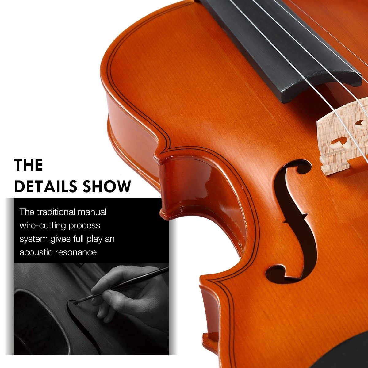 Melodic 1/2 FullSize Acoustic Violin Kit 4String Natural Varnish