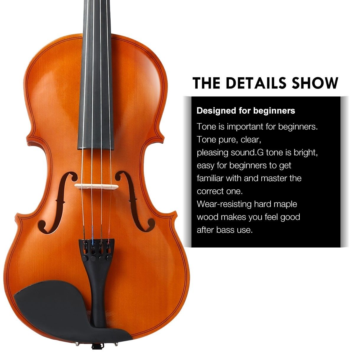 Melodic 1/4 FullSize Acoustic Violin Kit 4String Natural Varnish