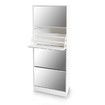 60 Pairs Wood Shoe Storage Cabinet 4-Rack Mirrored Footwear Organiser White