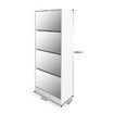 60 Pairs Wood Shoe Storage Cabinet 4-Rack Mirrored Footwear Organiser White