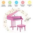 30 Key Piano Children Kids Grand Piano Wood Toy w/ Bench Music Stand-Pink Melodic