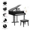 30 Key PianoChildren Kids Grand Piano Wood Toy w/ Bench Music Stand-Black Melodic