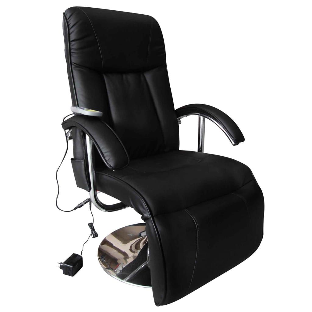 TV Massage Chair Black Faux Leather