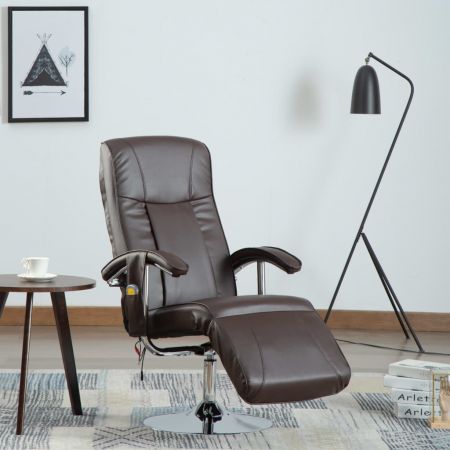Massage Chair Cream Brown Faux Leather
