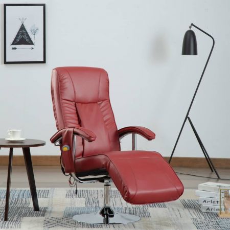 Massage Chair Wine Red Faux Leather