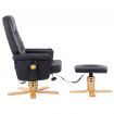 TV Massage Recliner with Footstool Black Faux Leather