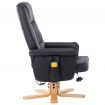 TV Massage Recliner with Footstool Black Faux Leather