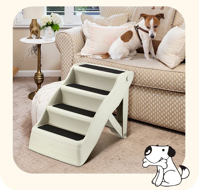 Pet Stairs Dog Cat Folding Ladder Puppy Ramp for Car Bed Couch 4 Steps ...