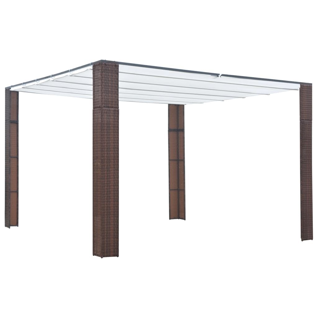 Gazebo with Roof Poly Rattan 300x300x200 cm Brown and Cream