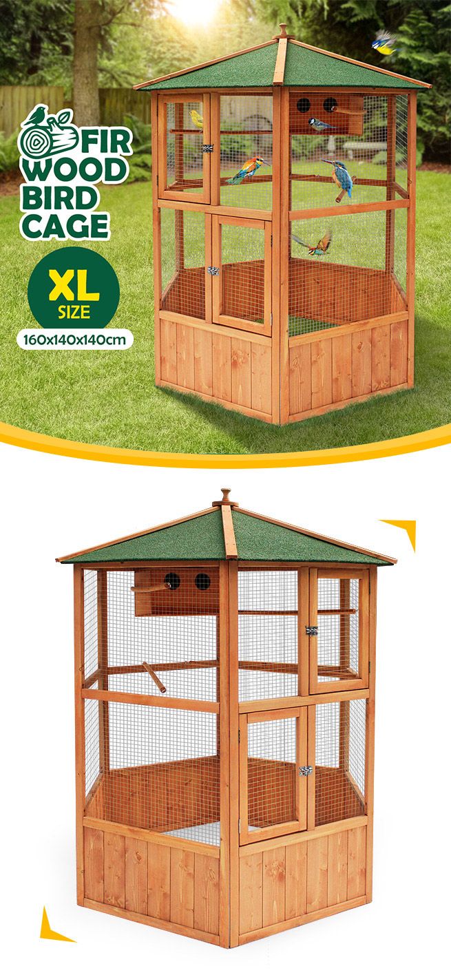 Petscene XL Wooden Bird Cage Pet Home Aviary Budgie Canary Parrot Finch House Crazy Sales