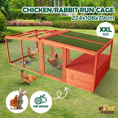 Walk In Chicken Coop Run Wooden Rabbit Cage Bunny Hutch Ferret Duck Enclosure Outdoor XXL