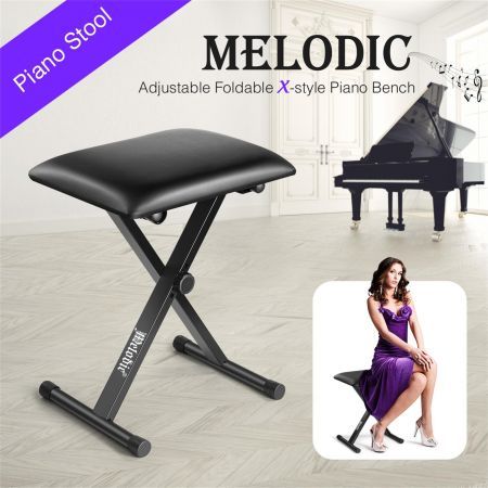 Keyboard Bench Stool Melodic X Style Adjustable Padded Folding Padded Piano Seat