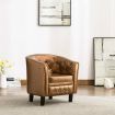 Tub Chair Brown Faux Leather