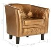 Tub Chair Brown Faux Leather