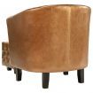 Tub Chair with Footstool Brown Faux Leather