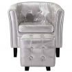 Tub Chair with Footstool Silver Faux Leather