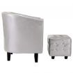 Tub Chair with Footstool Silver Faux Leather