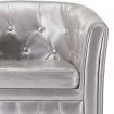 Tub Chair with Footstool Silver Faux Leather