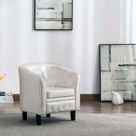 Tub Chair White Faux Leather